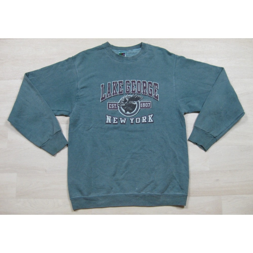 Vintage 90s Lake George NY Crewneck Sweatshirt (S) New York Souvenir Moose FOTL